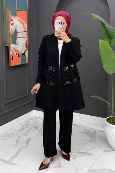 Aliye Takım Payet Detaylı - Siyah