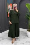 Çiçek Detaylı Etekli Takım - Yeşil