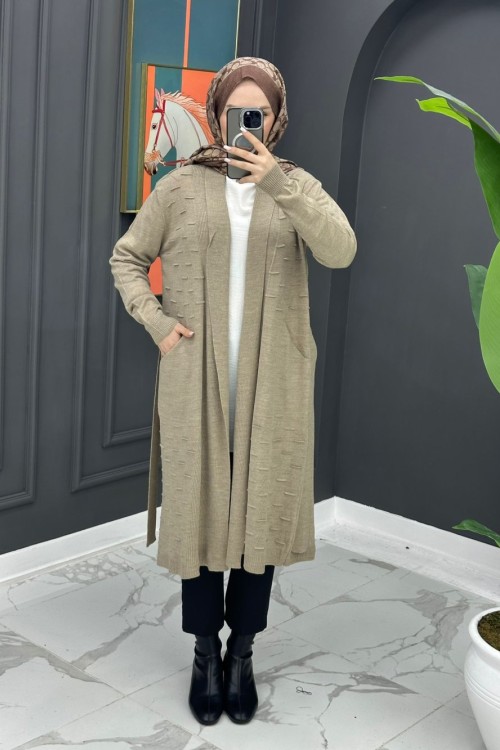 Kurtarıcı Triko Hırka - Vizon 