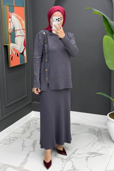 Merserize Triko Takım - Gri