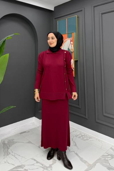 Merserize Triko Takım - Bordo