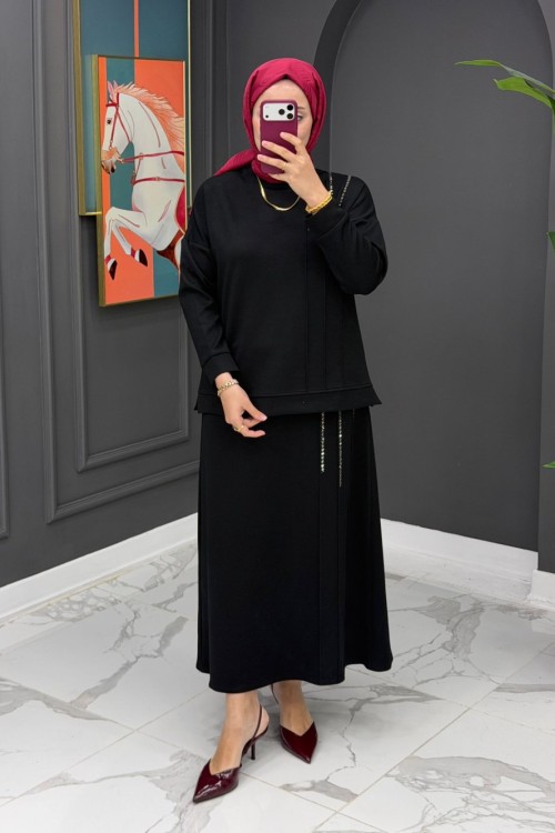 Piraye Etekli Takım - Siyah 