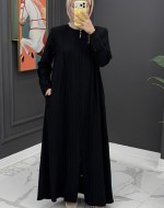 Taş Detaylı Tasarım Ferace-Siyah