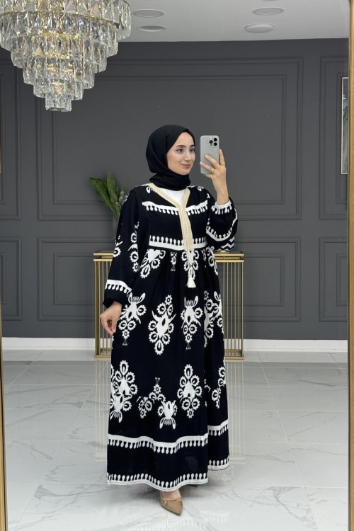 Kamelya Elbise - Siyah 
