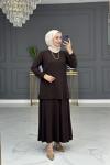 yeşim etekli takım -  kahve 