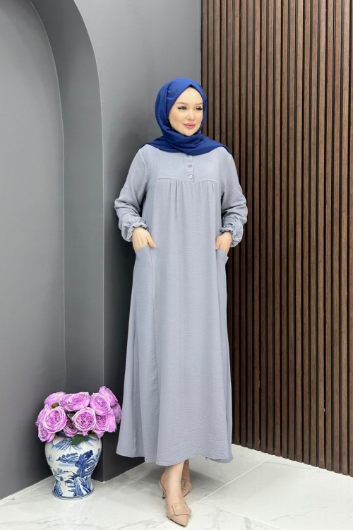 Damla Elbise - Gri 