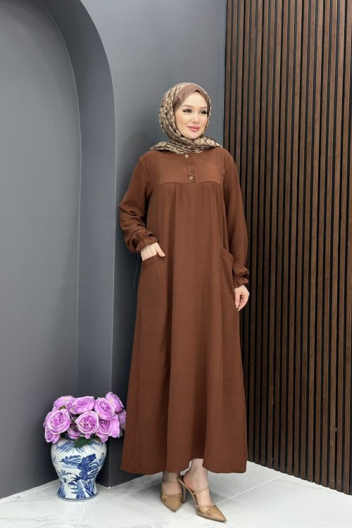 Damla Elbise - Kahve 