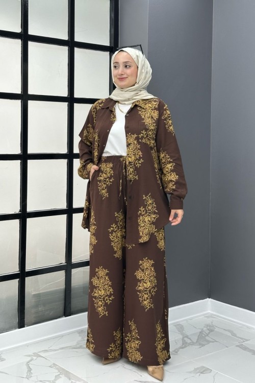 Osmanlı Desen Takım - Kahve 