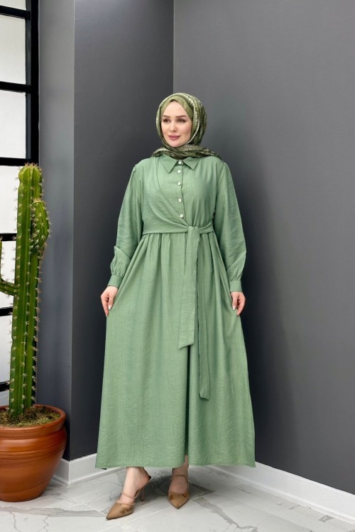 Gülben Elbise - Yeşil 