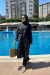Uzun Tesettür Haşema - Siyah 