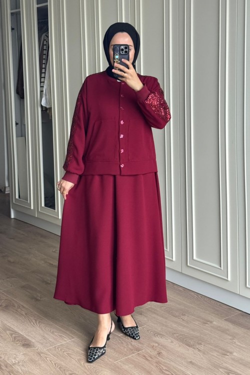 Havva Etekli Takım - Bordo 