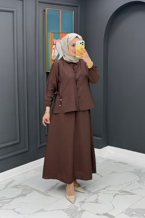 Maya Etekli Takım-Kahverengi