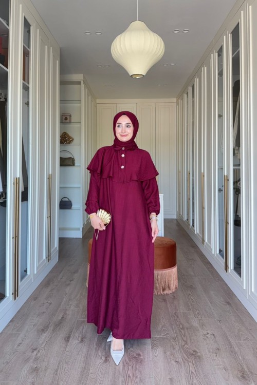 ELVAN ELBİSE - BORDO 