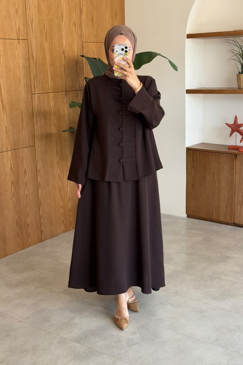 Handan Etekli Takım -Kahverengi