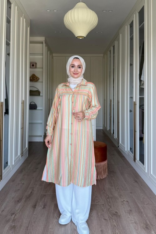 Yıldız Renkli Tunik -Turuncu 