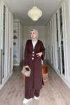 NEFİSE UZUN BROŞLU TAKIM -  KAHVE 