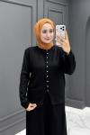 Feyza Triko Etekli Takım - Siyah