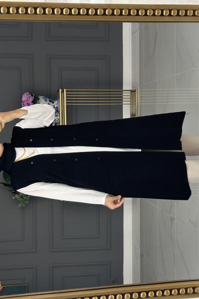 heidi triko uzun yelek - siyah