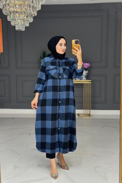 Kiraz oduncu Uzun Gömlek -mavi